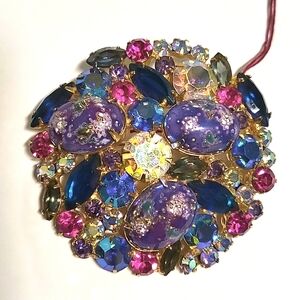 #80 Juliana EASTER-EGG Cabochon Rhinestone Brooch